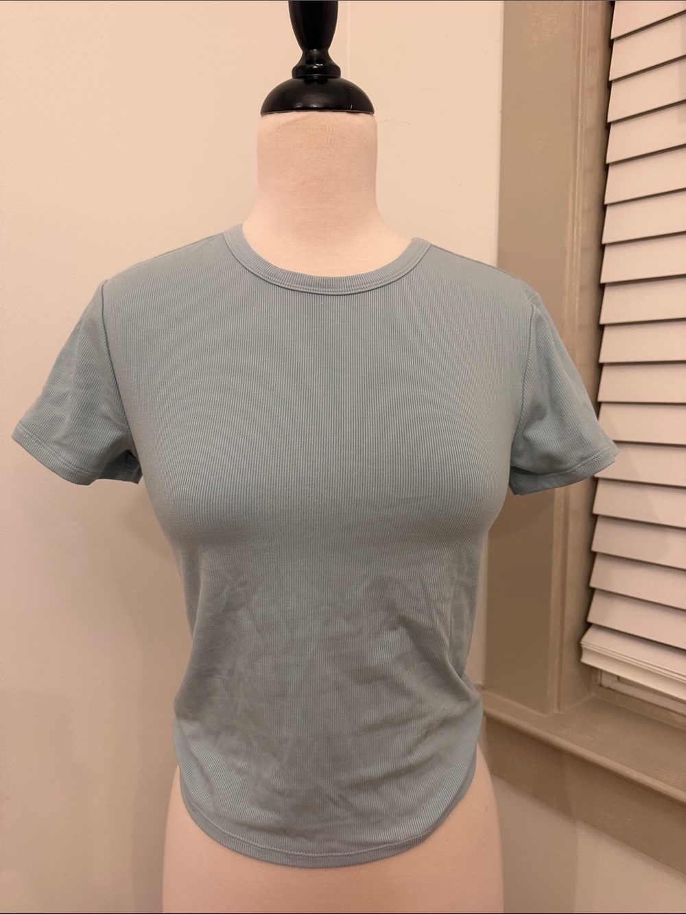Athleta Classic Ribbed Crewneck Tee - Light Blue